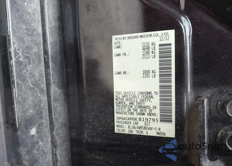 2013 Nissan Maxima 3.5 Sv from USA, damaged, VIN 1N4AA5APXDC819795